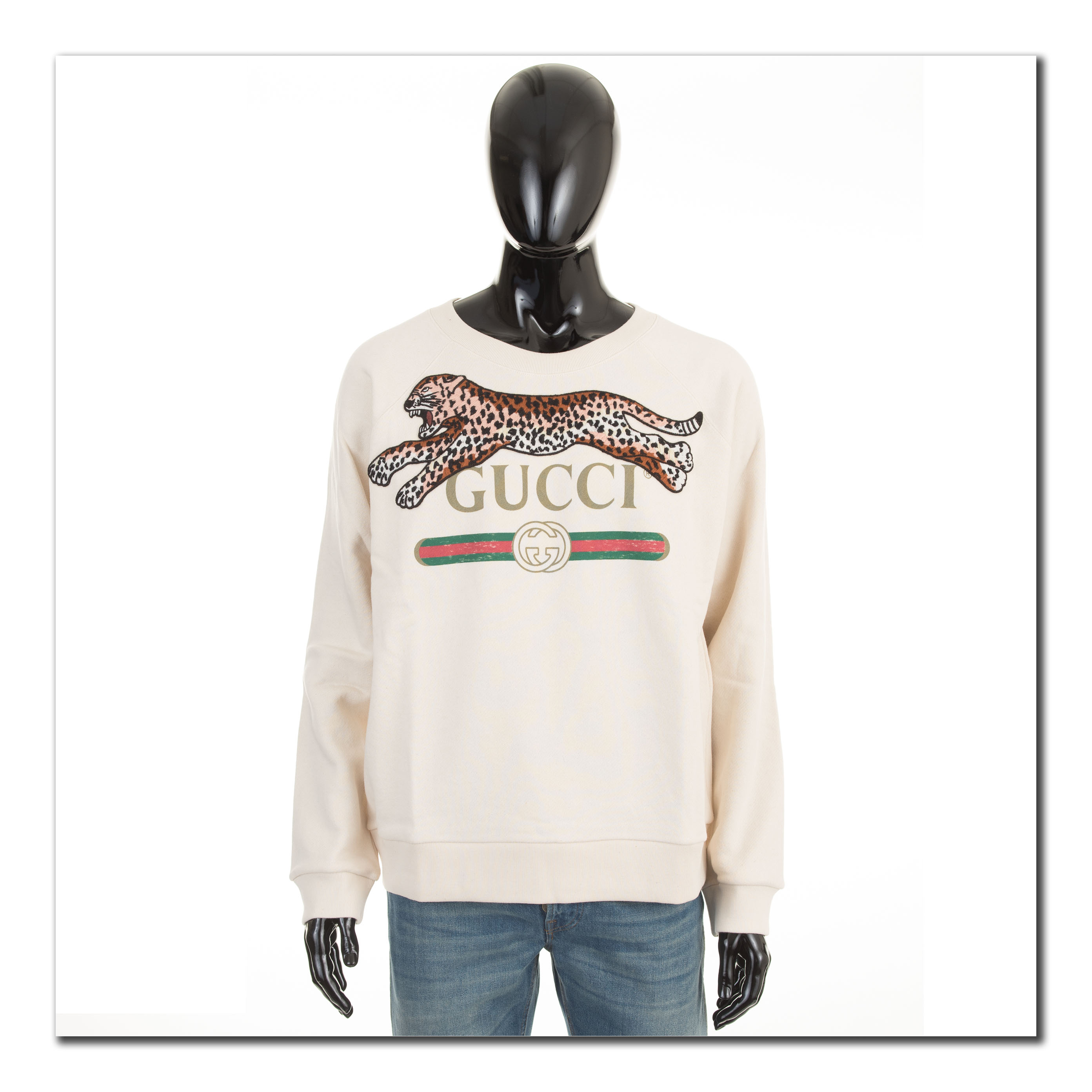 gucci logo sweatshirt with leopard