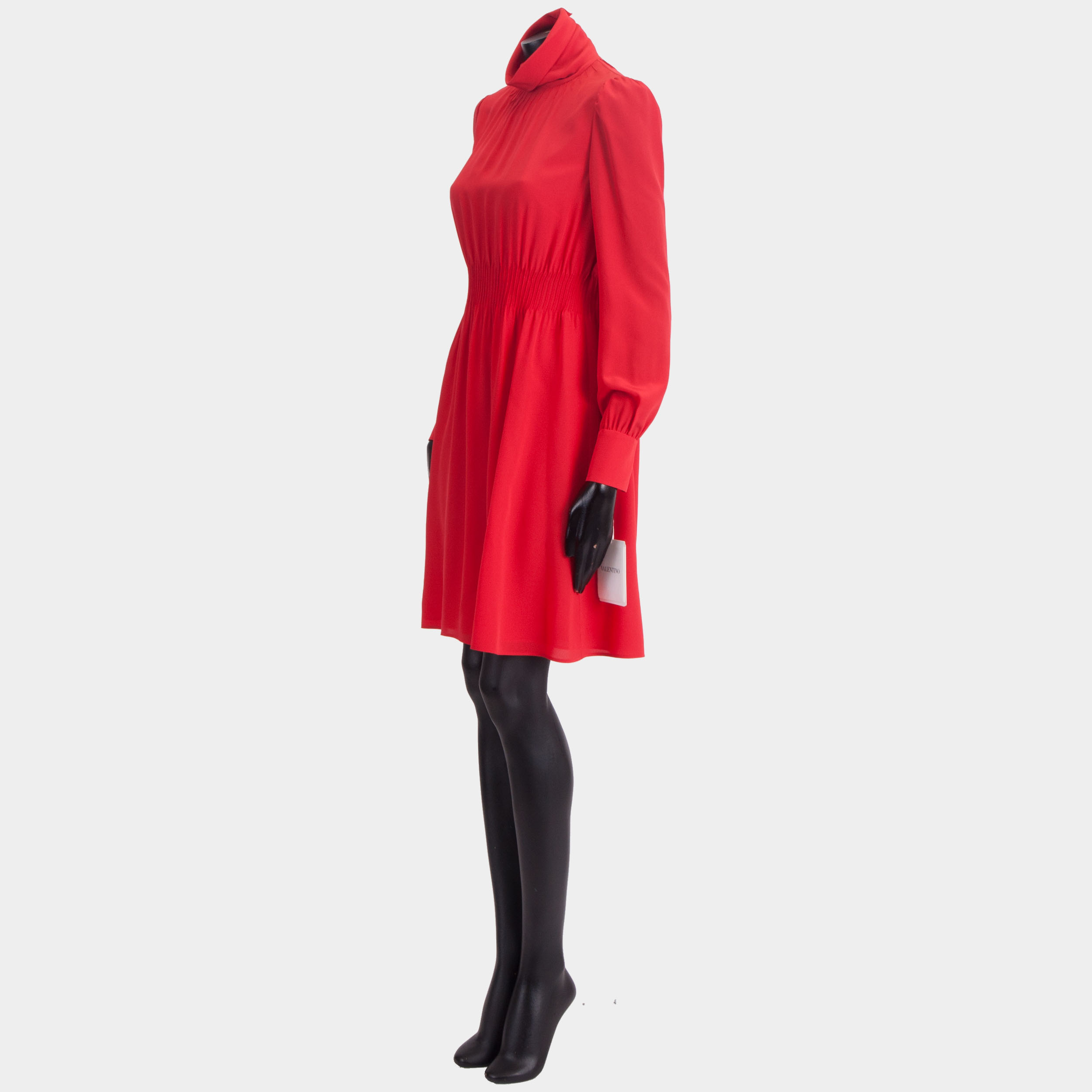 VALENTINO 2700$ Red Silk Dress - Longsleeve, Roll Neck | eBay